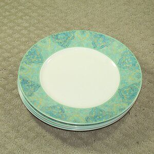 Set of 4 222 Fifth Westbury Court Eva Opulent Teal 11" Dinner Plates